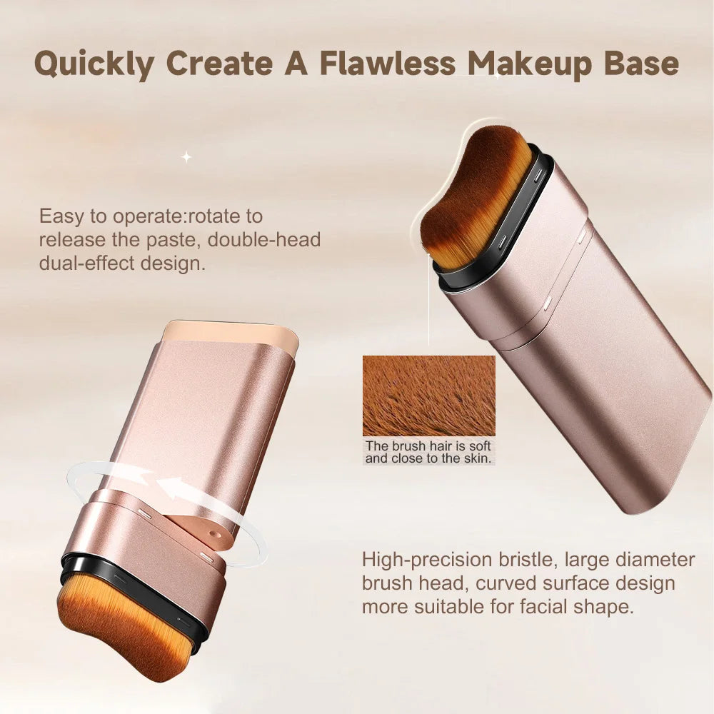 Kendal Beauty Watery Double-Headed Foundation Stick with Brush, Natural Long-Lasting Flawless Makeup For Facial Concealer Cosmetics