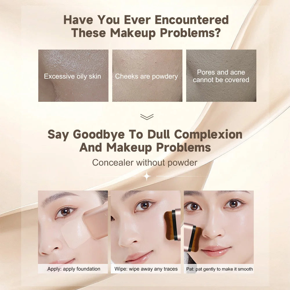 Kendal Beauty Watery Double-Headed Foundation Stick with Brush, Natural Long-Lasting Flawless Makeup For Facial Concealer Cosmetics